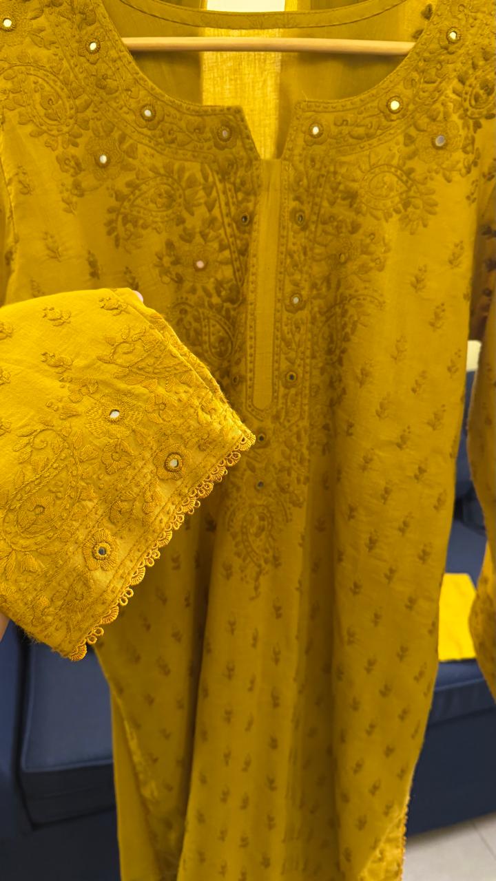 Yellow Embroidery Suit