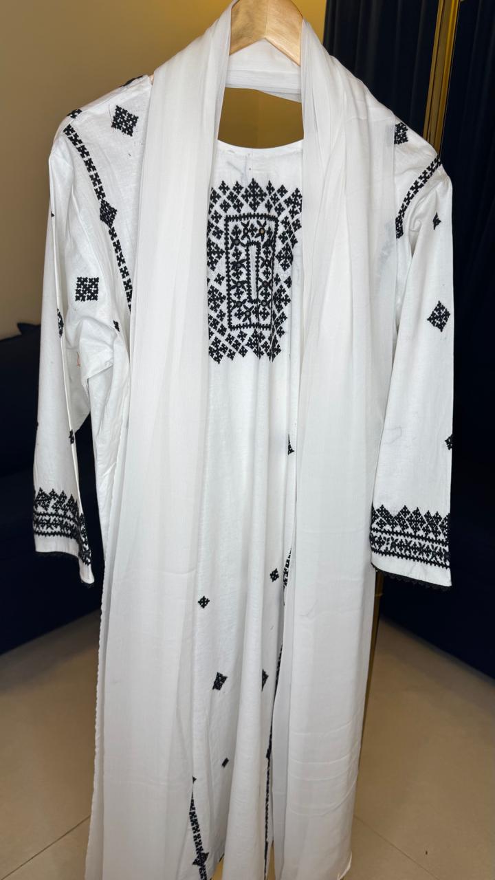 Monochrome Black & White Embroidery Suit