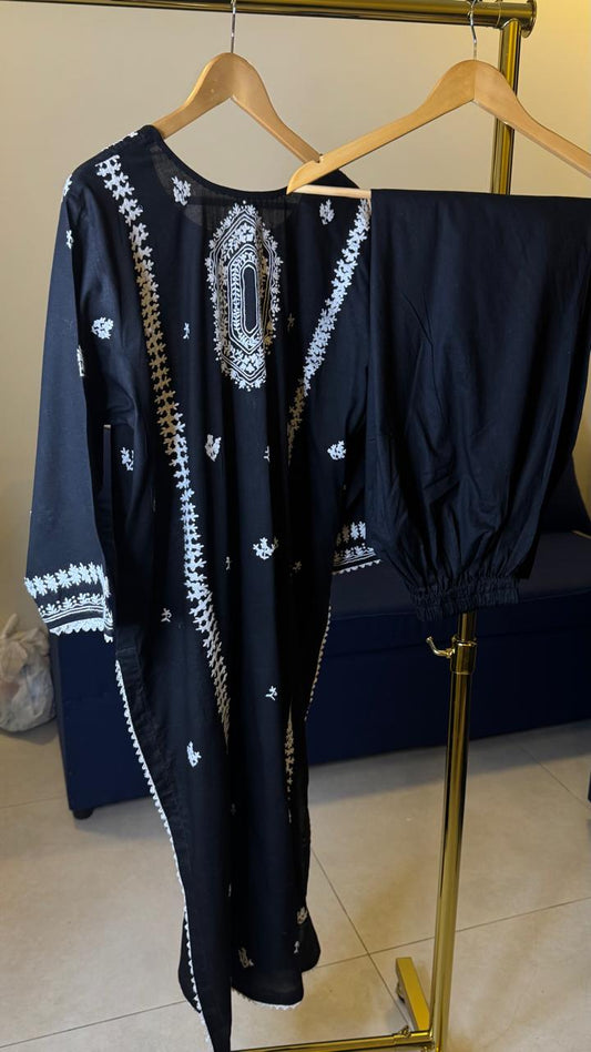 Black & White Embroidery Suit