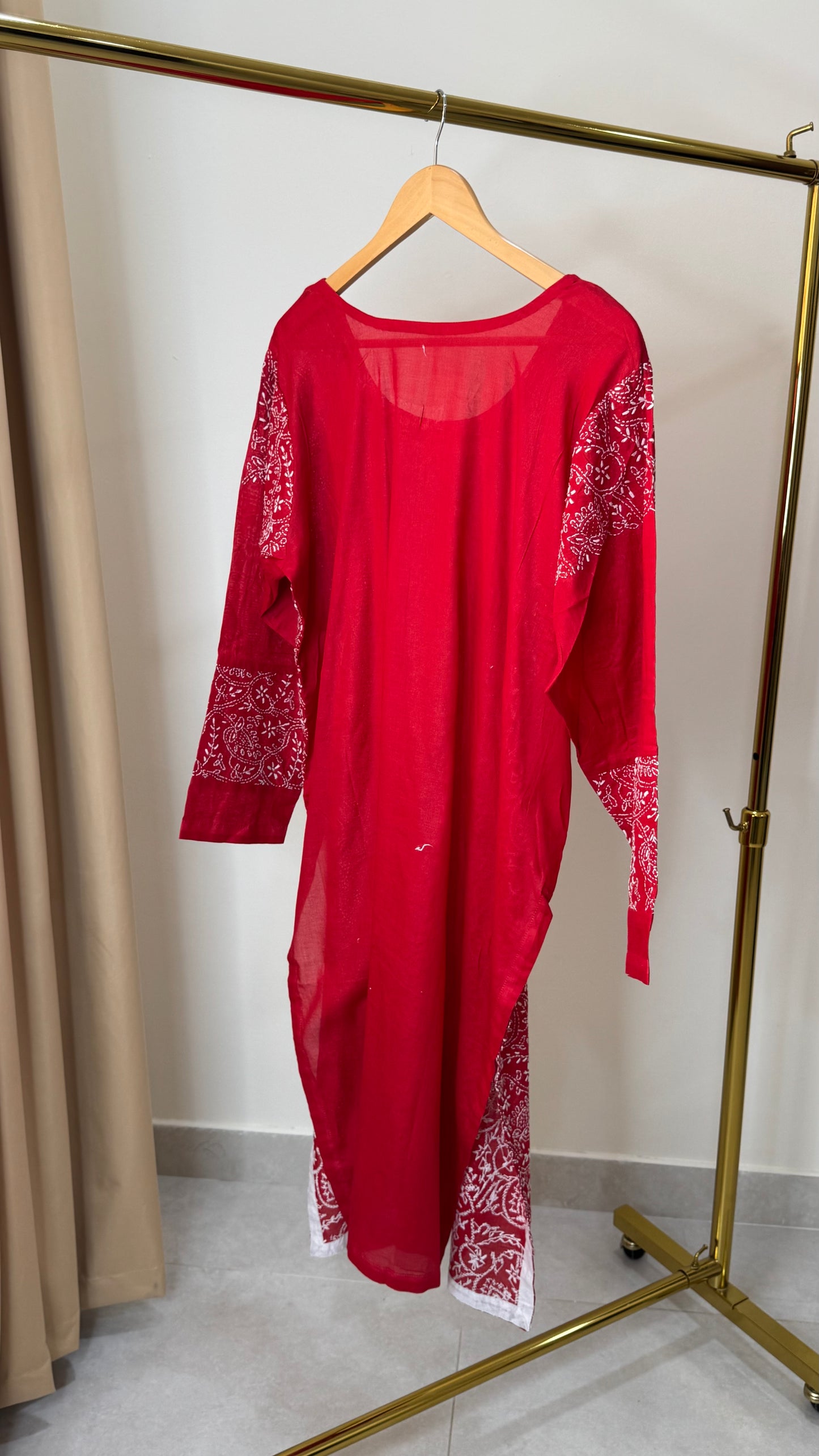 Chikankari on lawn with white palazzo