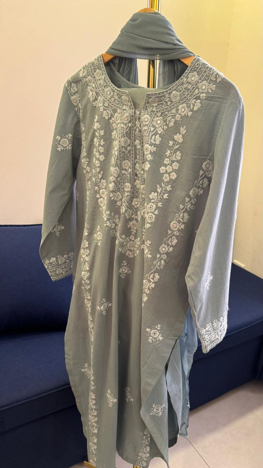 Grey Embroidery Suit