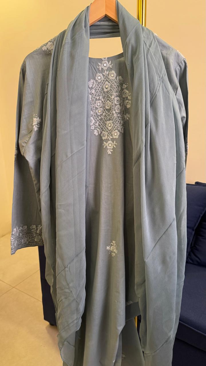 Grey Embroidery Suit