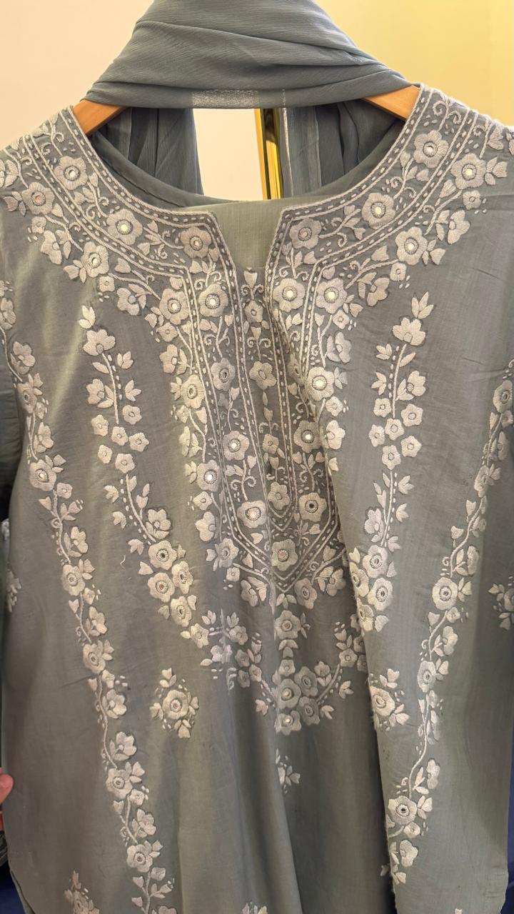 Grey Embroidery Suit