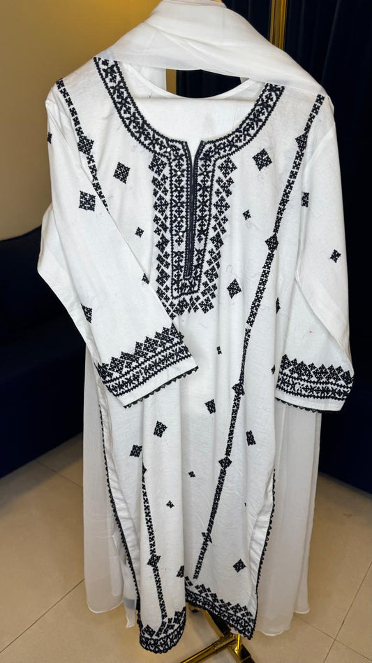 Monochrome Black & White Embroidery Suit