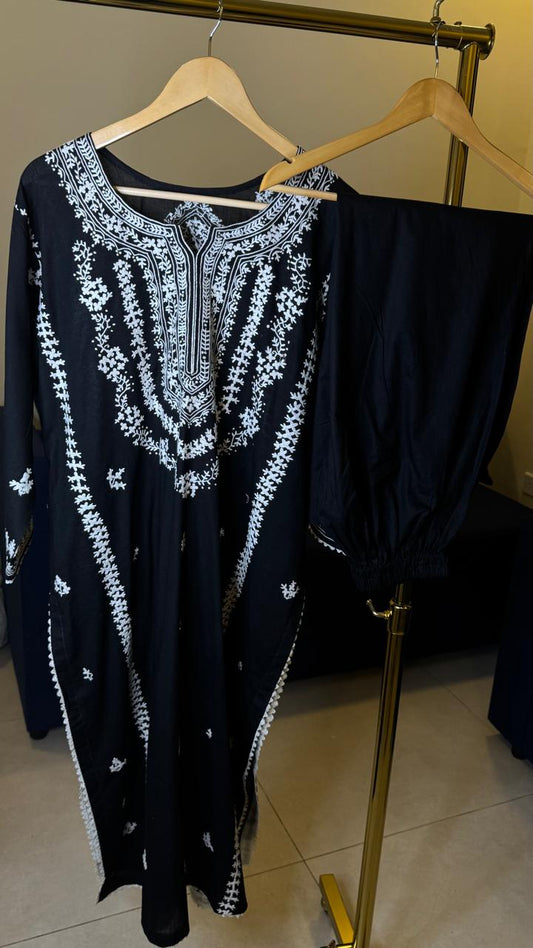 Black & White Embroidery Suit