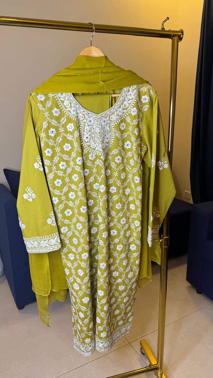 Green Embroidery Suit