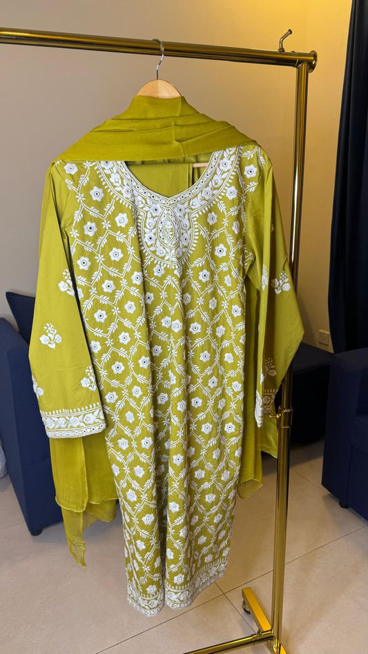 Green Embroidery Suit