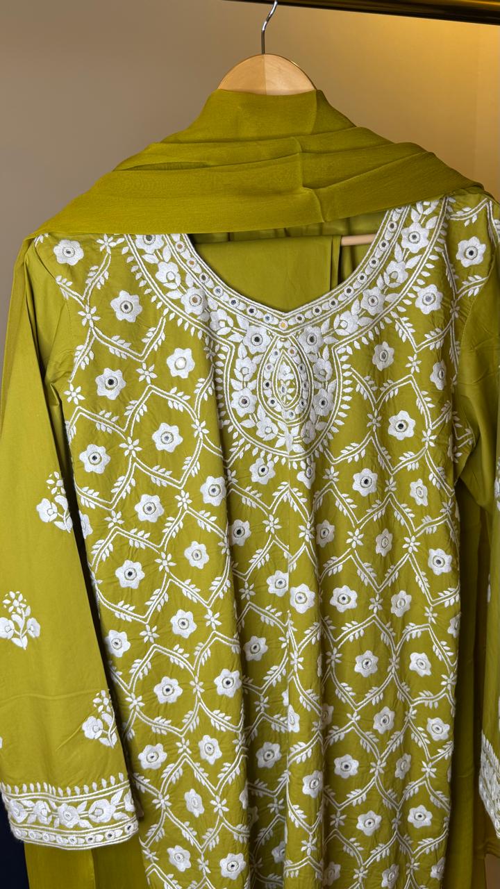 Green Embroidery Suit
