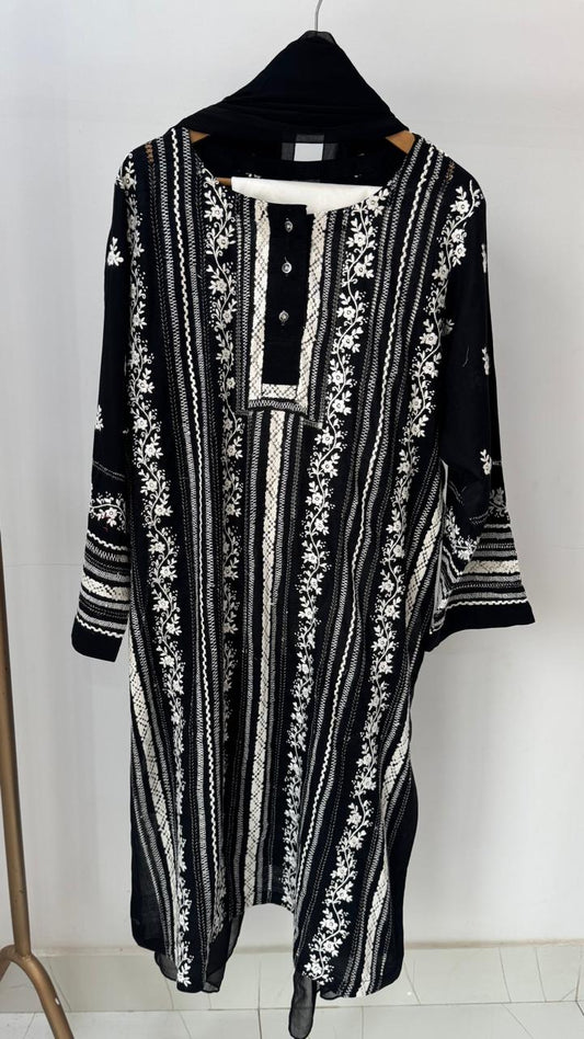 Black & White Embroidery Suit